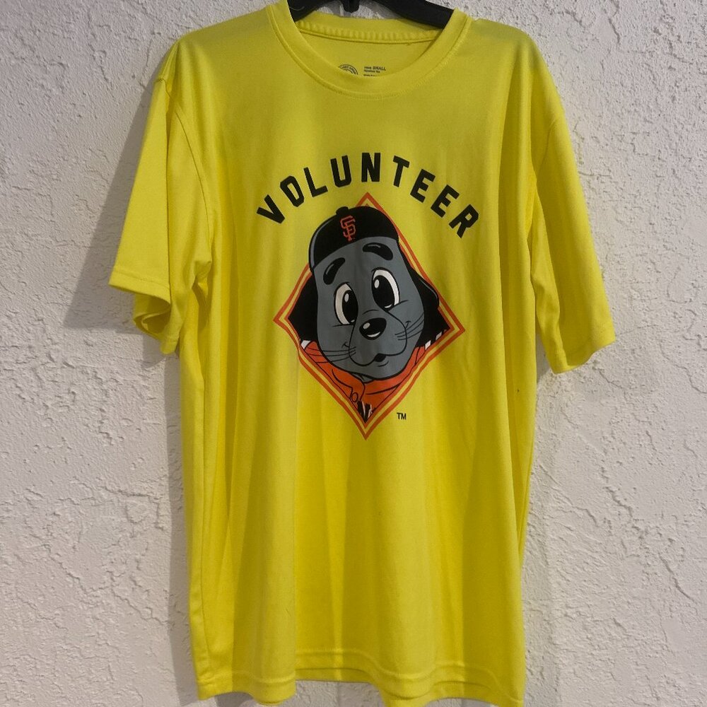 SF Giants Giant Race Volunteer Crew T-Shirt Lou Seal Yellow Unisex S